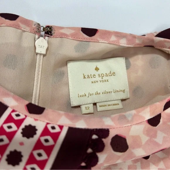Kate Spade Floral Tile Mini Dress H255 Pippa Middleton Sz 12 - Picture 3 of 9